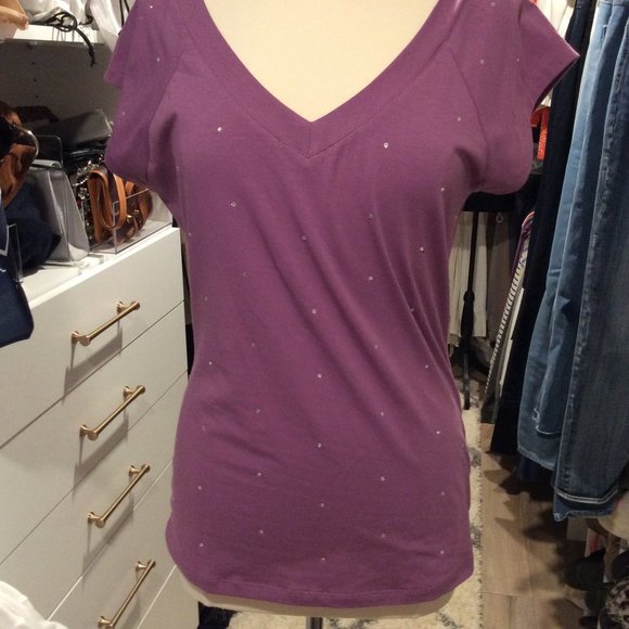 Spiegel stretchy purple tee with mini diamondettes - Picture 1 of 12